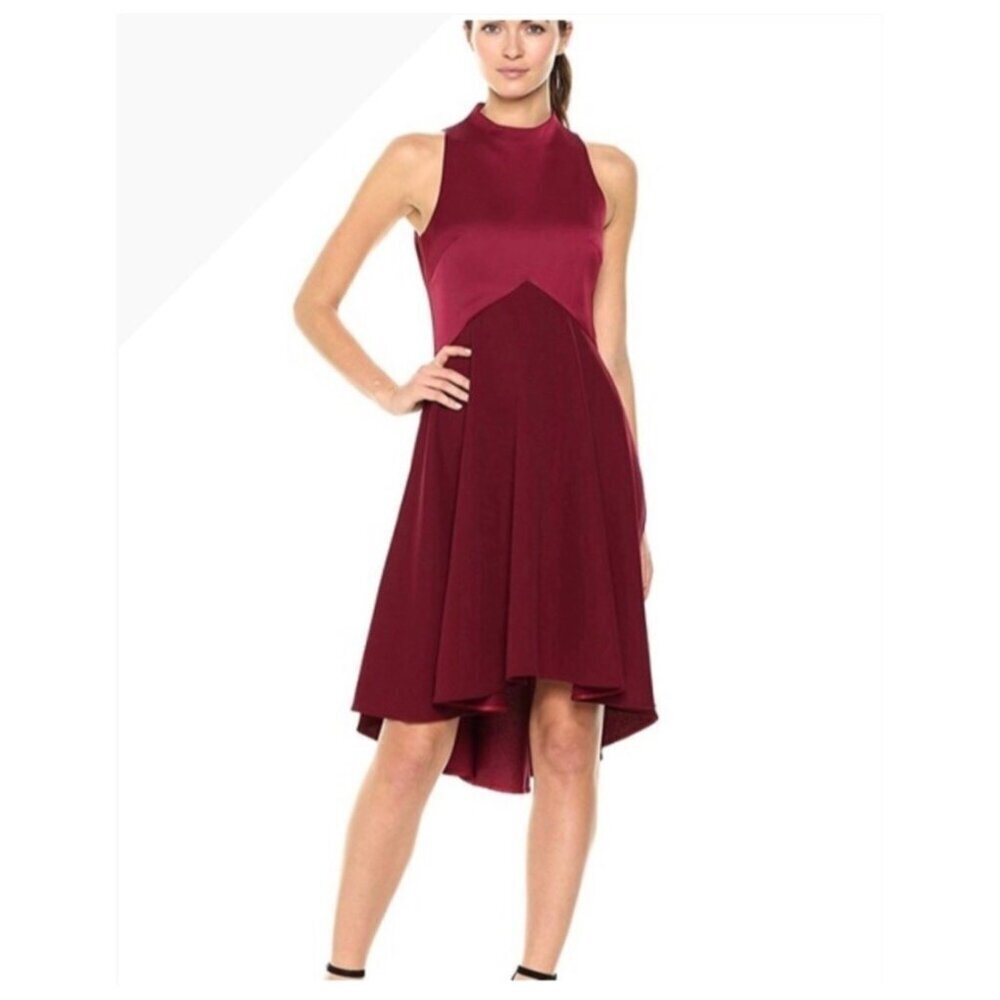 Ted Baker London High Low Burgundy Kandal Dress Size 3 - Picture 2 of 13